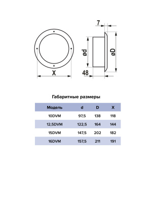 Анемостат DVM фланец D123 D164 окраш.сталь ERA
