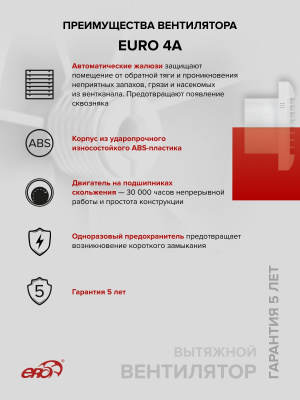 Решетка вентиляционная РКФ фланец D100 разъемная D145 пластик ERA