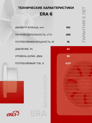 Решетка вентиляционная РКН фланец D100 D136 ASA Gray ERA